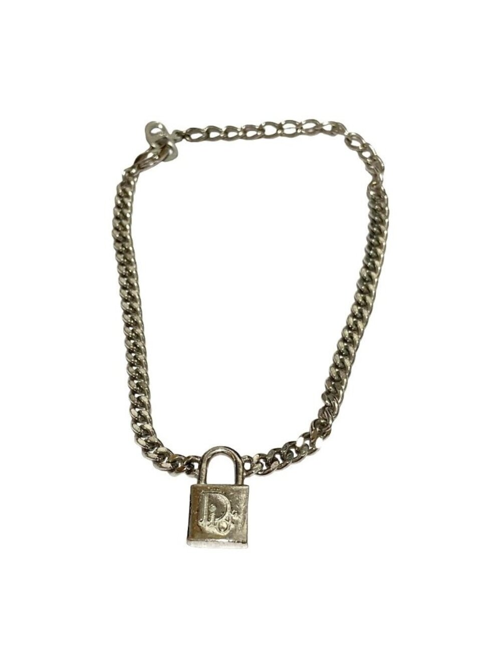 Dior Vintage Logo Padlock Bracelet Silver Colored